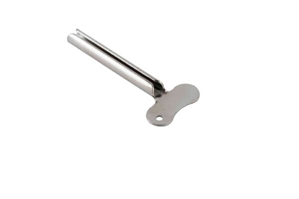 Stainless steel tube squeezer for professional hair colour tubes with easy-roll key to reduce waste