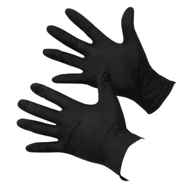 Black nitrile powder free gloves for barbers and hairdressers – textured grip, powder-free, professional salon gloves