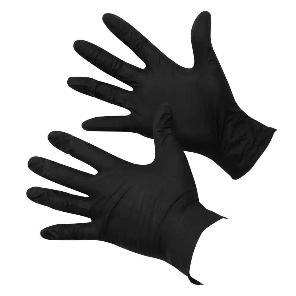 Black nitrile powder free gloves for barbers and hairdressers – textured grip, powder-free, professional salon gloves